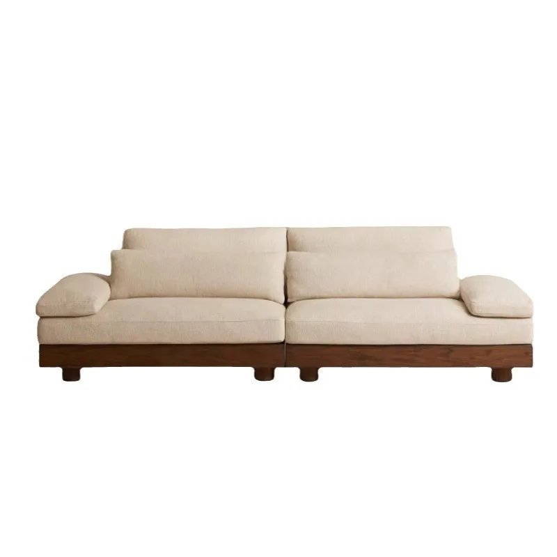 

Black walnut solid wood sofa living room simple modern small apartment retro minimalist