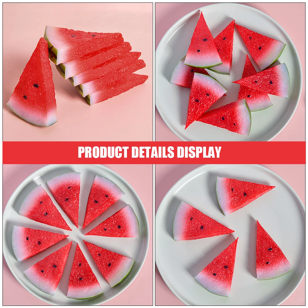 

2pcs Simulation Watermelon Slices PVC Realistic Fruit Model Prop Party Decoration Photo Props Bright Color Long Time Without