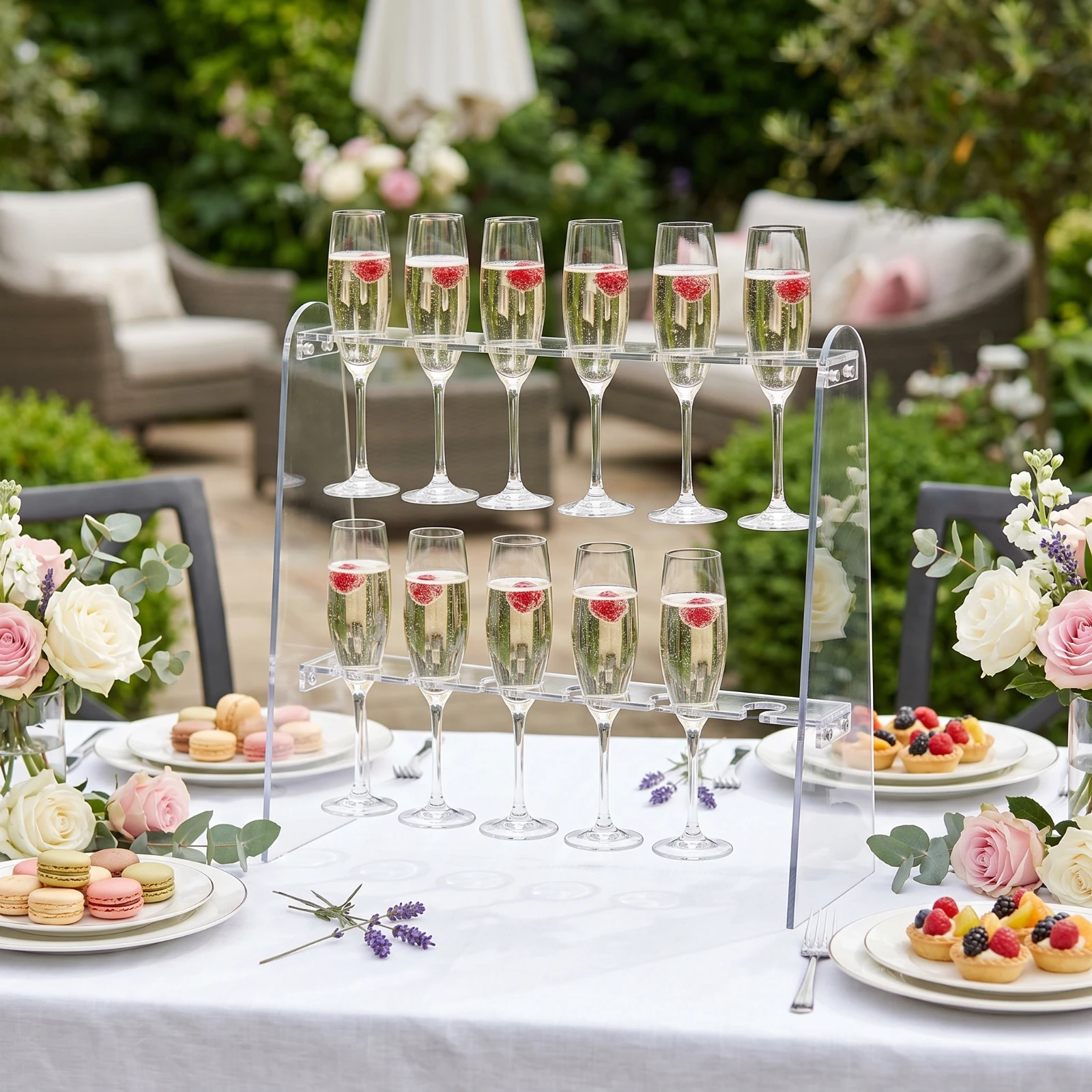 Champagne Flute Stand 2-Tier Champagne Flute Holder Acrylic Stand with Two Tiers Clear Glassware Transparent - view 6