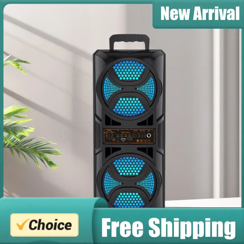 

BT Speaker Portable Speaker with Double Subwoofer Deep Bass Lights Wireless Stereo Speaker Outdoor Speaker for Home Party Gift