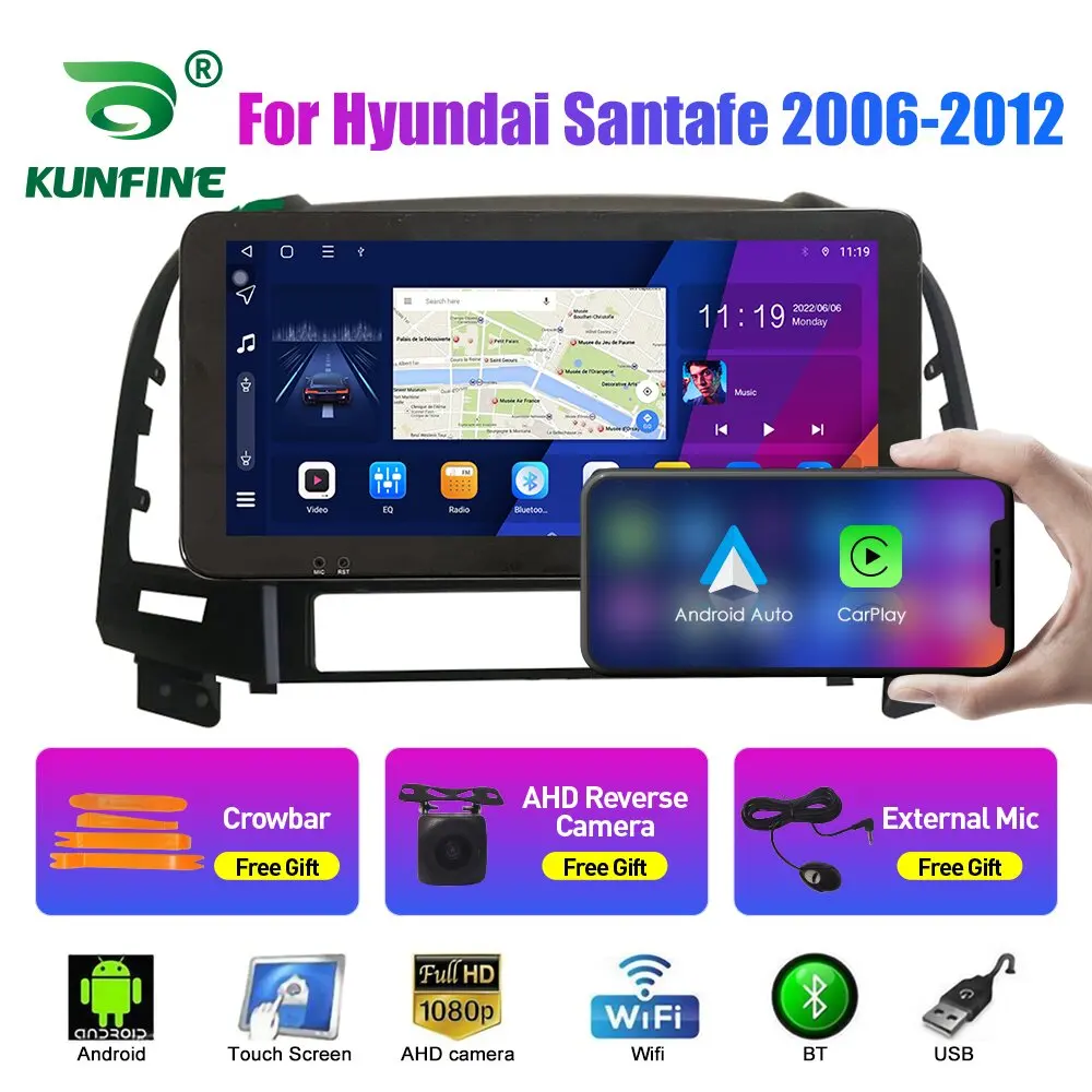 10.33 Inch Car Radio For Hyundai Santafe 09-12 2Din Android Octa Core Car Stereo DVD GPS Navigation Player QLED Screen Carplay