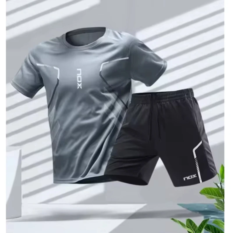 Tennis Badminton NOX Summer Tracksuit Set Men Clothing Gradient Short Sleeve Sports T-shirt Shorts 2 Piece Outfit Training Suits