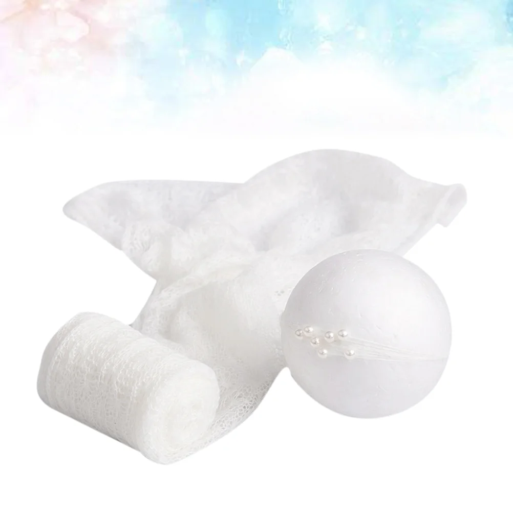 Mohair Wrapped Cloth Adorable Baby Wrap Infant Creative Photography Props Baby Wrap Cloth with Headdress (White)