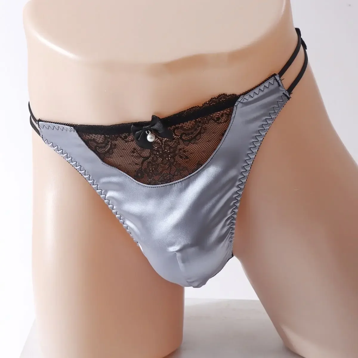 กางเกงในชายแบบซิลค์ทัช ลูกไม้ สายเดี่ยว เซ็กซี่ สไตล์ฮาราจูกุ ชุดชั้นในแบบทีแบ็ค กางเกงในอีโรติก ของขวัญสำหรับแฟน