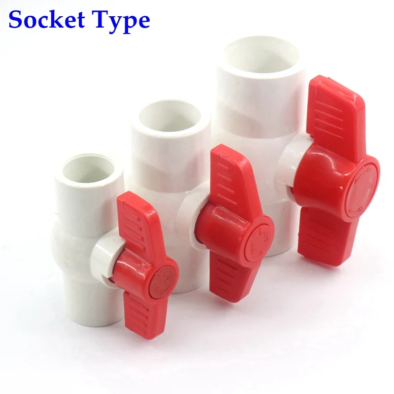 1pc 20~63mm White PVC Ball Valve Farm Agriculture Irrigation Garden Water Connectors Aquarium Storage Shelf Tube Fittings