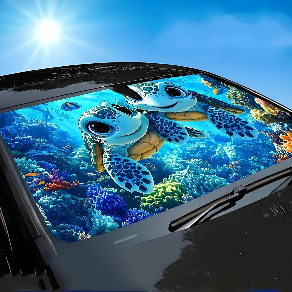 Cute Sea Turtle Car SunShade Windscreen Cover Shade Car SunShade UV Rays Car Sun Visor Protector