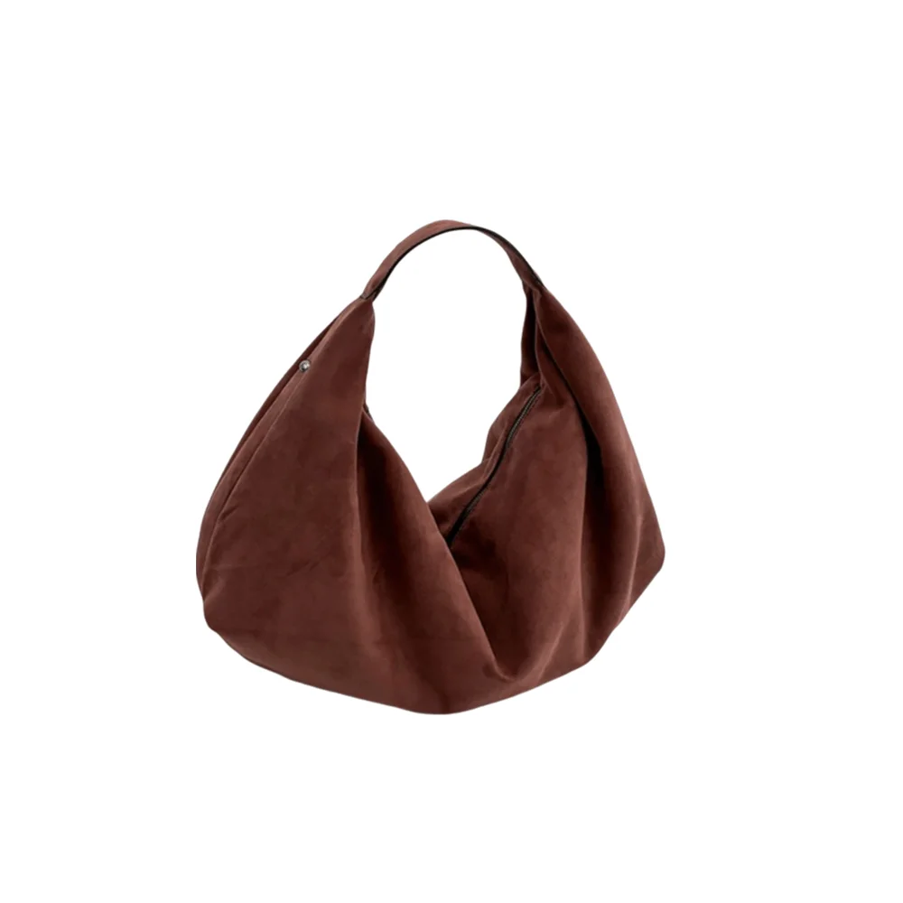 

Сумка-тоут из мягкой кожи из искусственной замши, однотонная сумка через плечо в винтажном стиле в форме полумесяца, черная сумка через плечо из качественного материала