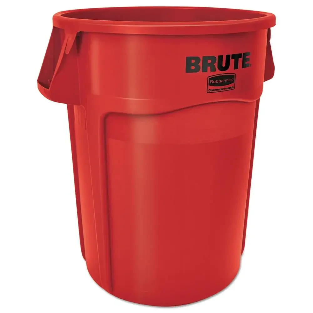 High-Quality 44 Gallon Red Plastic Round Brute Garbage Can with Vented Design