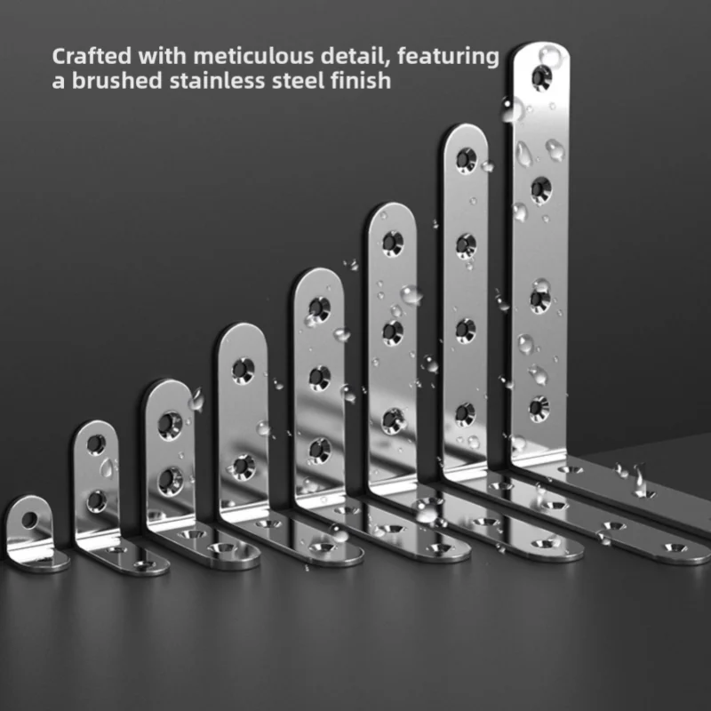 Stainless Steel L Shaped Corner Code 90 Degree L Joint Brackets Furniture Cabinet Angle Connectors Shelf Door Support with Screw