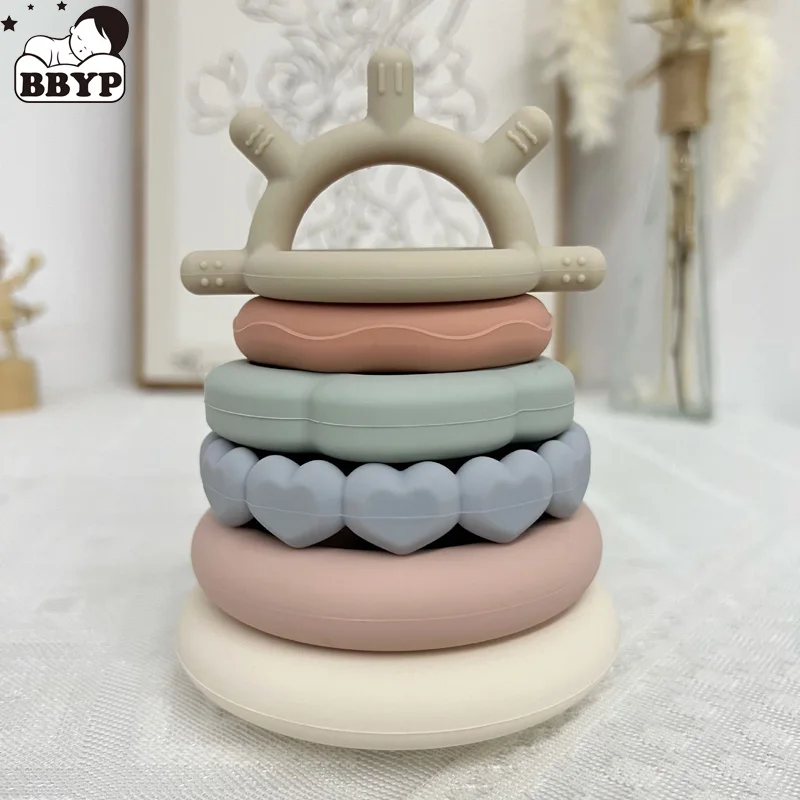 New Design Fidget Toys For Newborns BPA Free +Silicone RainbowTeething Infant Chewing Toy Building Blocks Nursing Gift For Baby