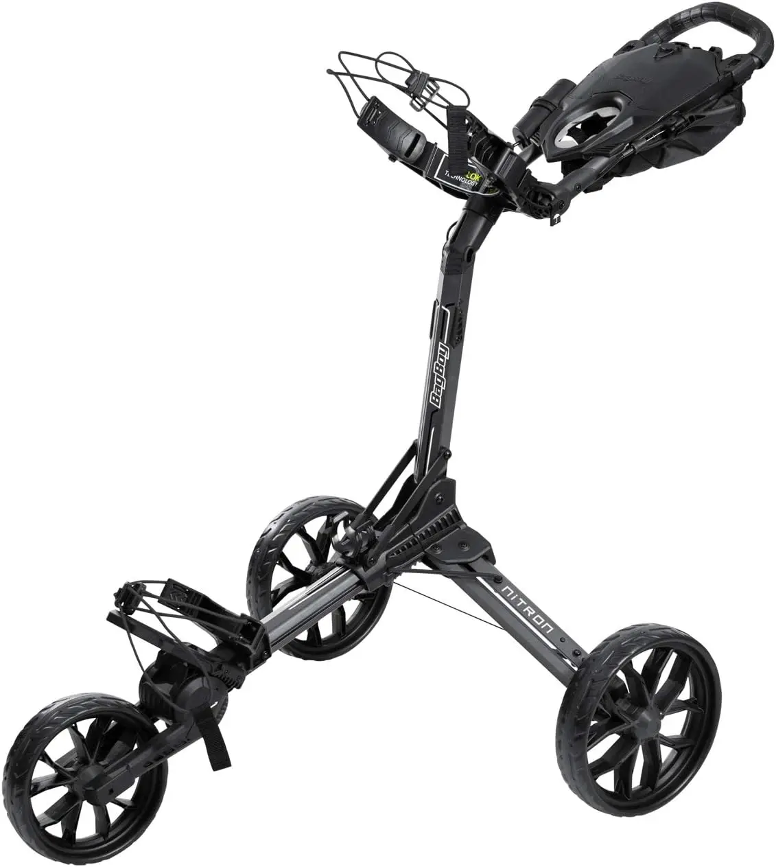 Bag Boy Nitron 3 Wheel Golf Push Cart, Easy 1 Step Open and Fold, Scorecard Console, Beverage Holder, Mobile Device Holder