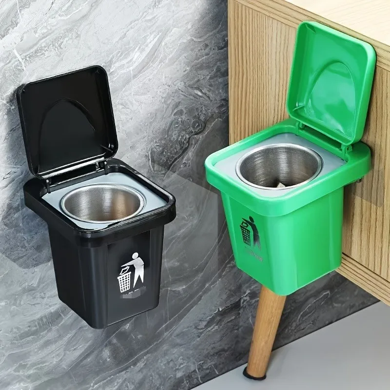 Stainless Steel Wall-Mounted Ashtray with Lid - Contemporary Irregular Shape, Dust-Proof Design for Bathroom & Home Decor