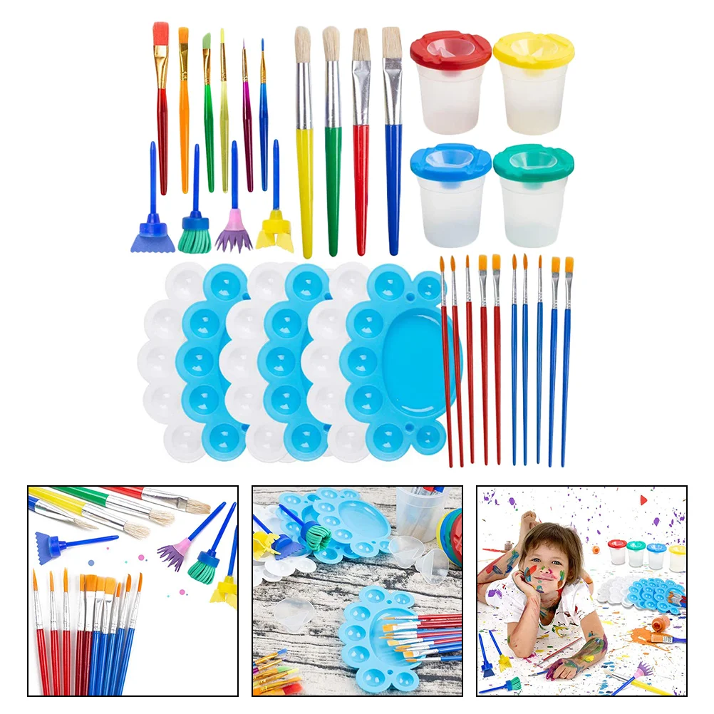 

1 set 1 Set Kids Painting Brush Kit Graffiti Drawing Tools Watercolor Oil Art Doodling Craft Durable Easy Clean Students Diy