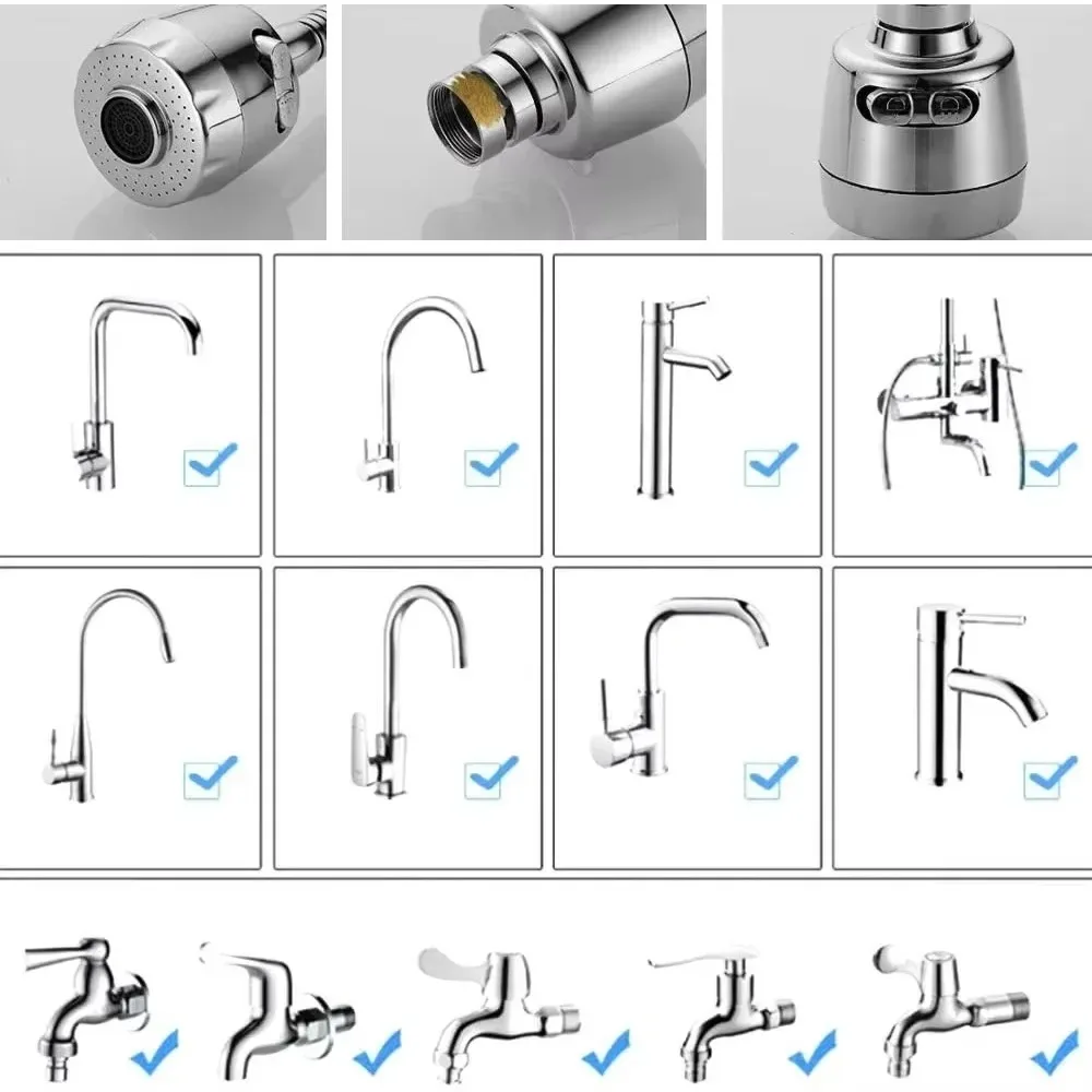 Universal Kitchen Faucet Adapter 360 Rotation Faucet Filter Extenders Kitchen Gadgets Spray Water Saving Tap Nozzle 2/3 Modes