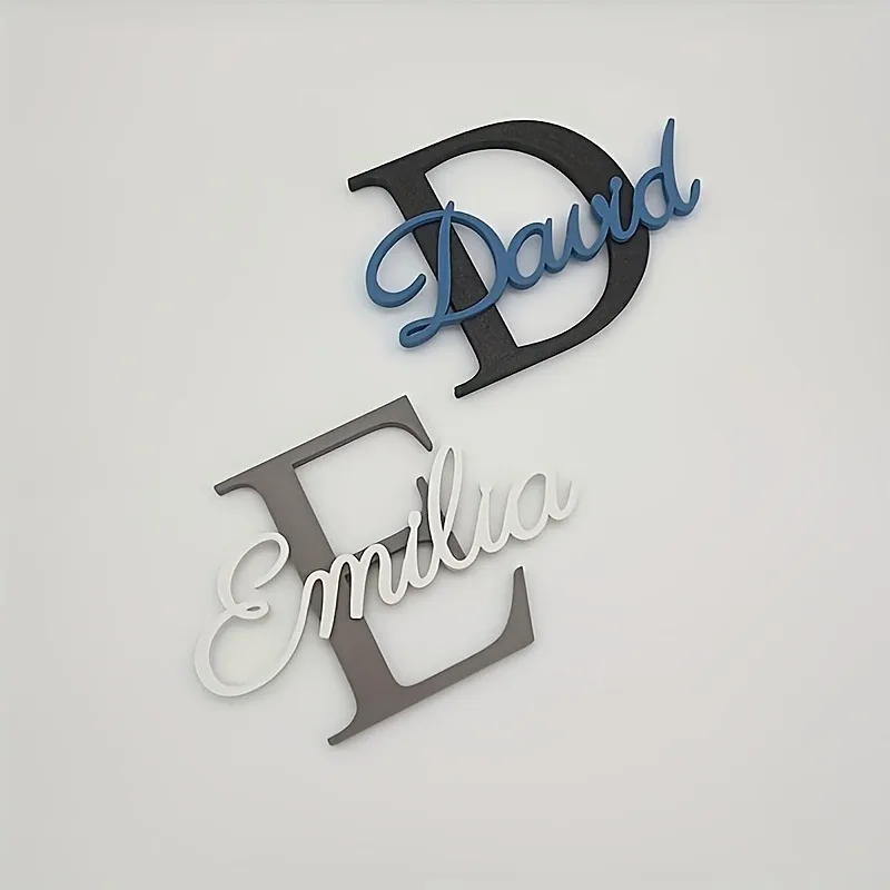 Personalized 3D Wooden Name Sign with Initial Letter, Custom Monogram Wall Decor, Nursery Name Plaque, Baby Shower Gift for Kids