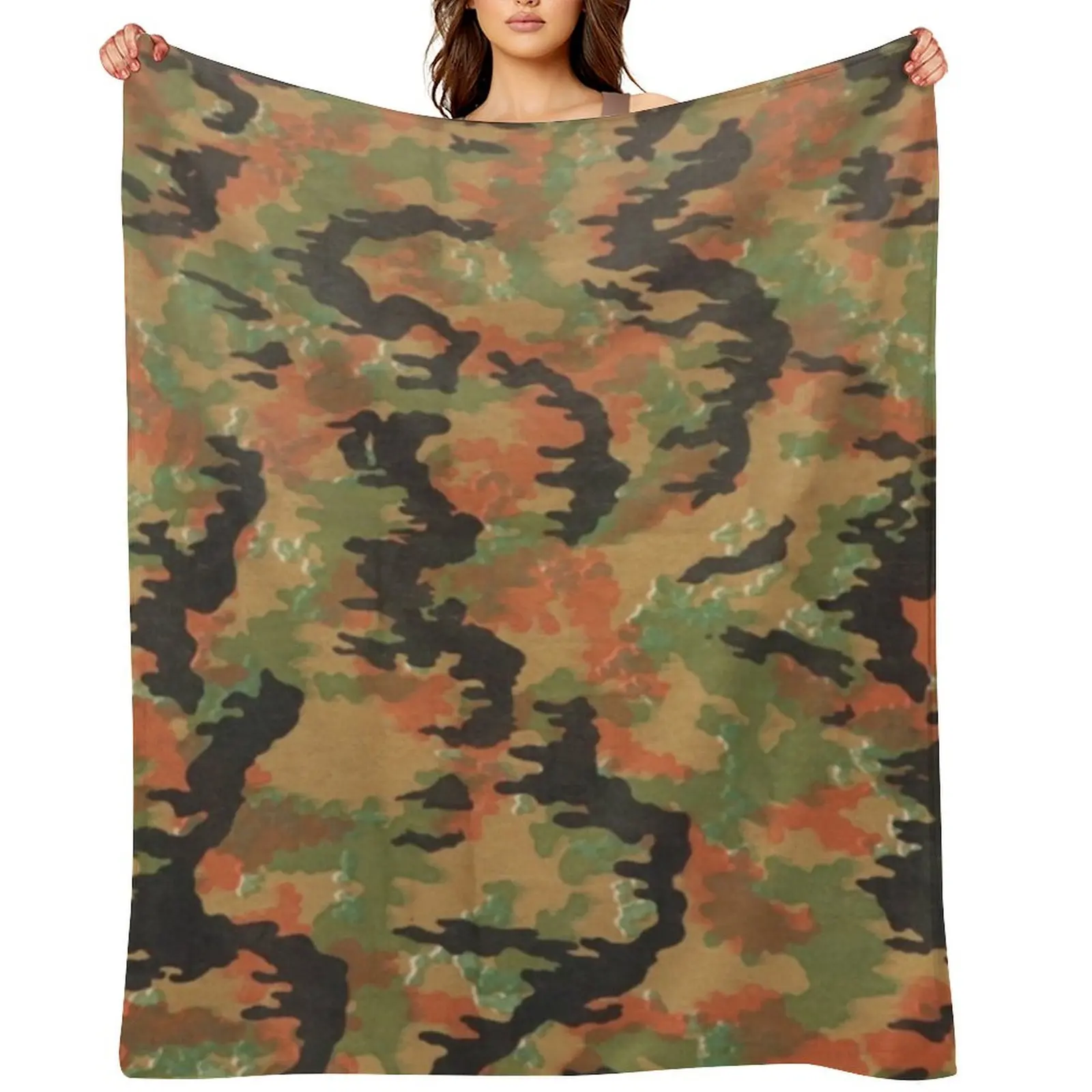 Waffen SS Leibermuster Camo-Muster 1948, Überwurfdecke, zottelig, lustiges Geschenk, Nickerchen, luxuriöse, dicke Decken