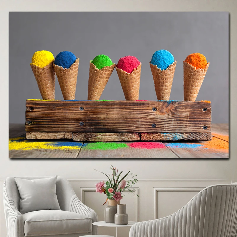 Coni gelato colorati moderni pittura su tela LGBT Rainbow Sign poster e stampe per soggiorno Wall Decor Cuadros Wall Art