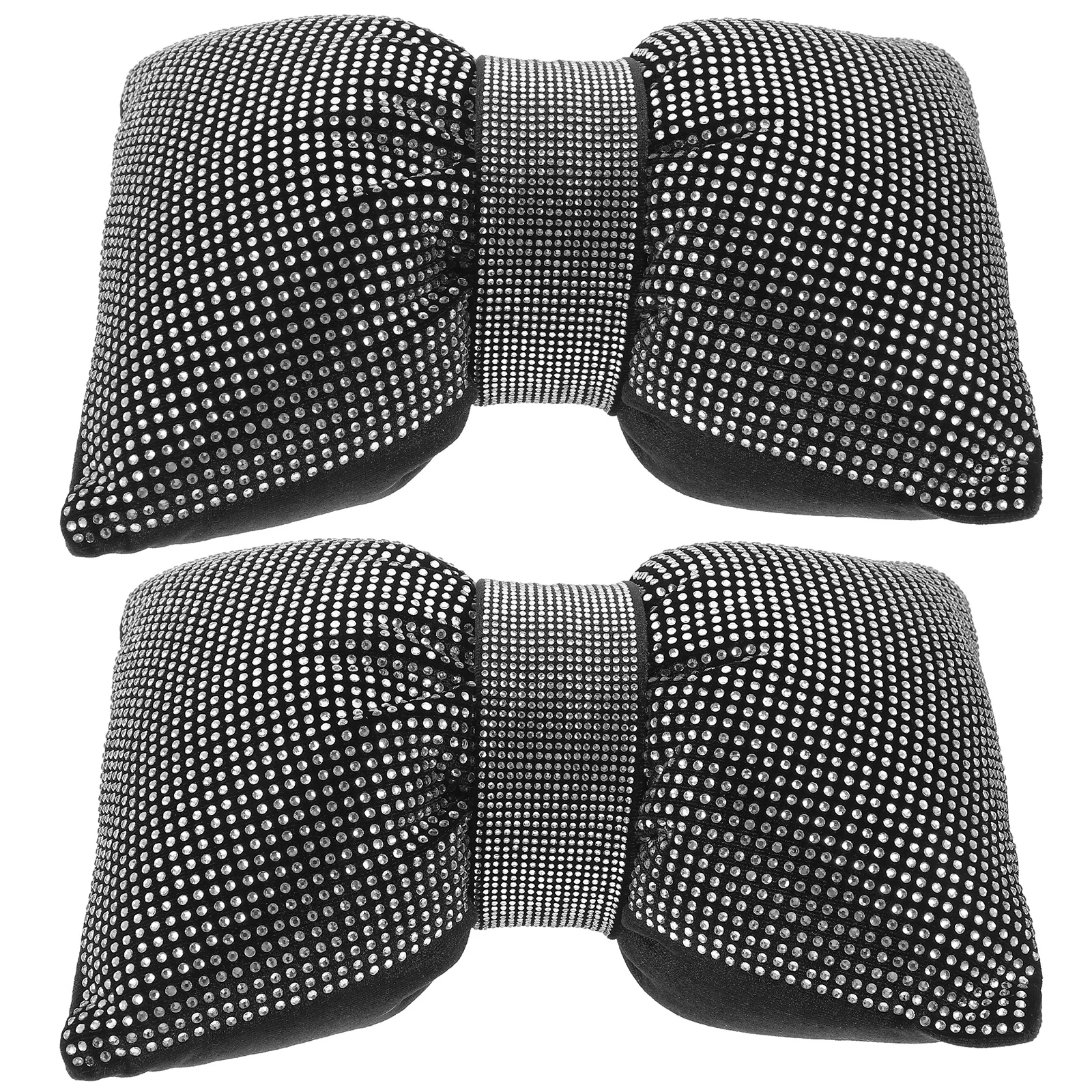 

2Pcs Car Neck Pillows Bow Rhinestone Vehicle Headrest Cushion Auto Neck Support Pillow Decorative Auto Interior Comfort