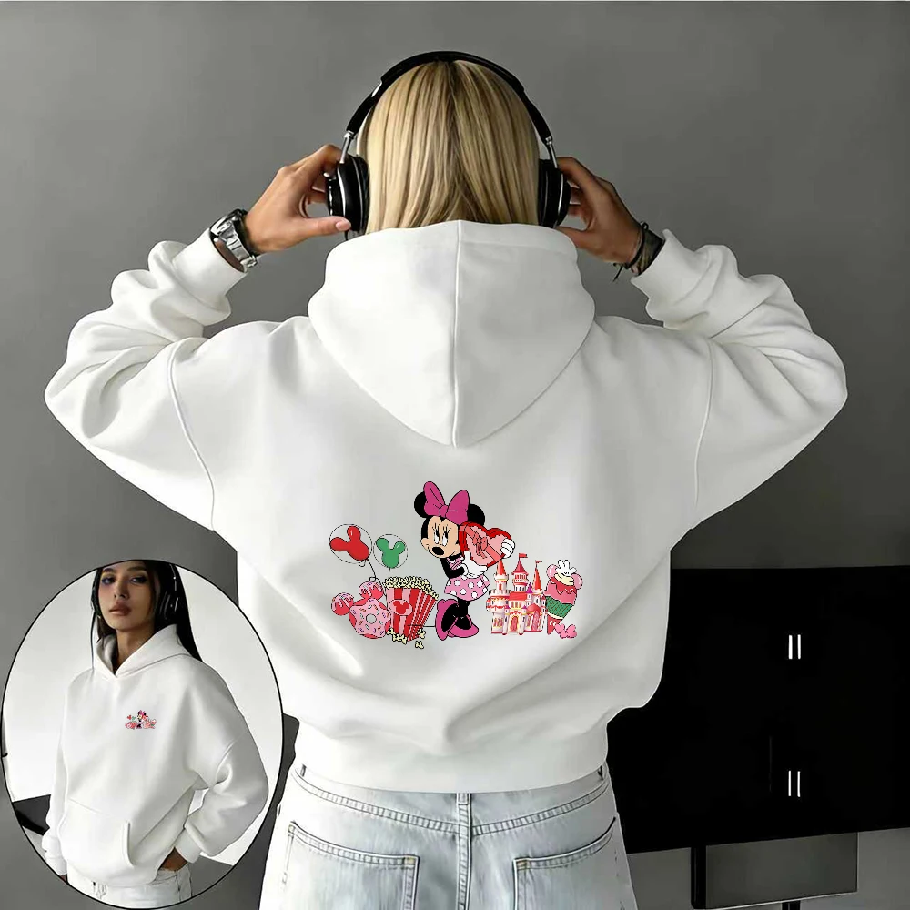 Felpa stampata Disney autunno/inverno Minnie Image Balloon 100% puro cotone per uomo e donna Top caldo casual da esterno