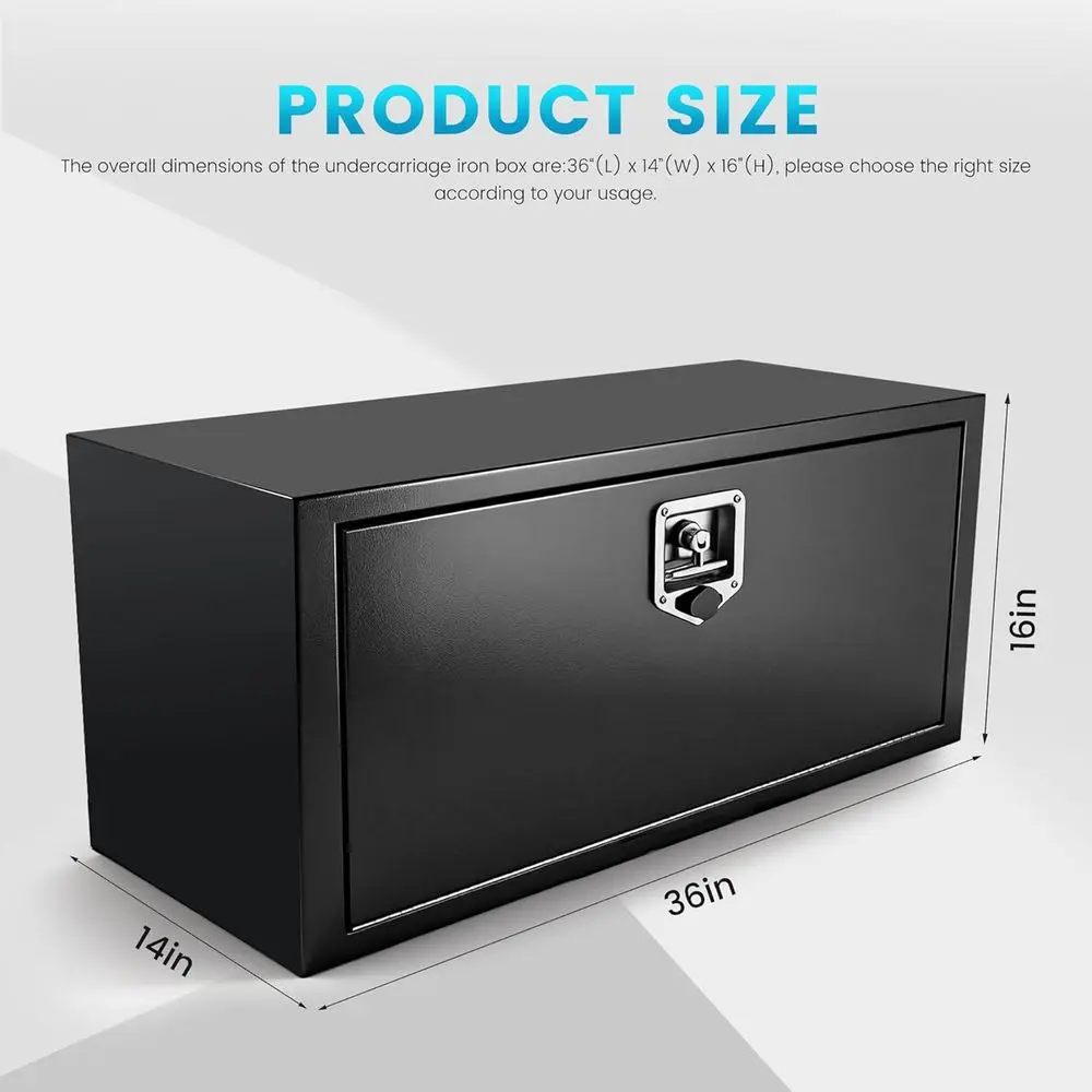 2-Pack 36 Heavy Duty Steel Underbody Truck Tool Boxes, 36x14x16, T-Handle Lock, Black view 2