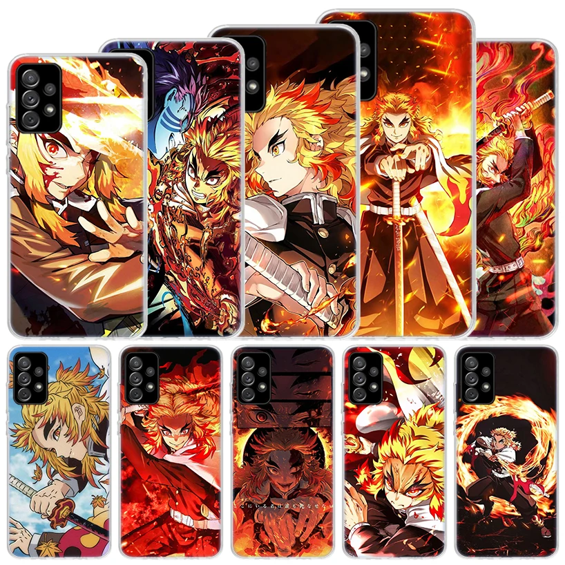 Demon Slayer Rengoku Kyoujurou Soft Case For Samsung Galaxy A15 A14 A13 A12 A55 A54 A53 A52 Phone Cover A35 A32 A33 A25 A23 A22 