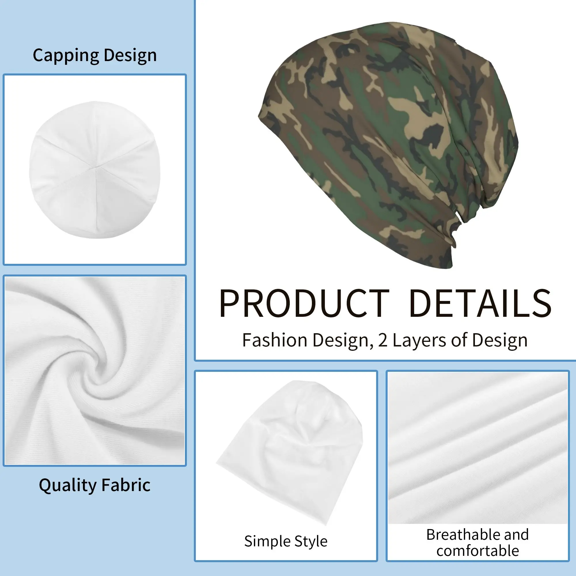 Army Camouflage Pattern Skullies Beanies Hats Jungle Military Camo Hip Hop Men Women Street Caps Warm Multifunction Bonnet Hat view 6