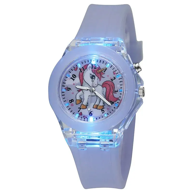 UTHAI C22 Kids\'s Watch For Cartoon Unicorn Watches Glow at Night Quartz DIGITAL CLOCK Silicone Band Cute Girls Primary School