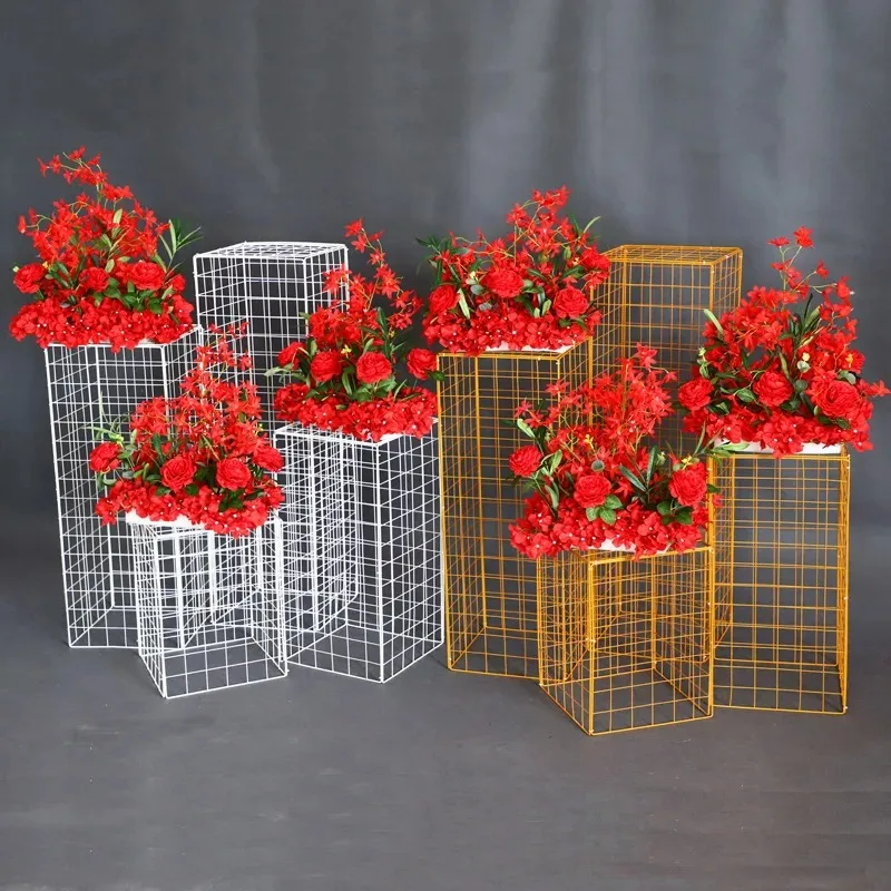 Wedding Props for Table Decoration, Grid Plinth, Iron Square Background Stand, Table Decoration, Road Stage, Grid, New, 4Pcs