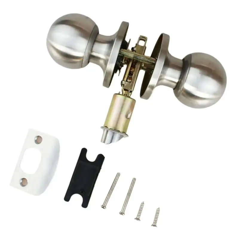

652F Round Door Knobs Knobset Stainless Steel Rotation Round Door Knobset Handle Round Shaped Nonlocking Doorknob Easy to Use