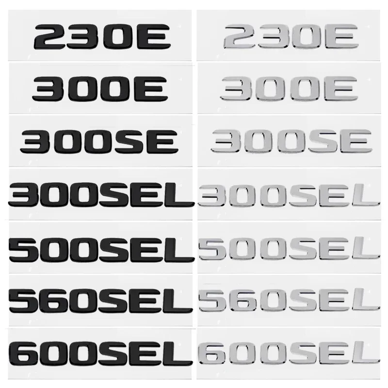 ABS 3D Letter Trunk Emblem Car Rear Tail Decal Badge for Mercedes Benz 230E 300E 300SEL 300SE 500SEL 560SEL 600SEL Accessories