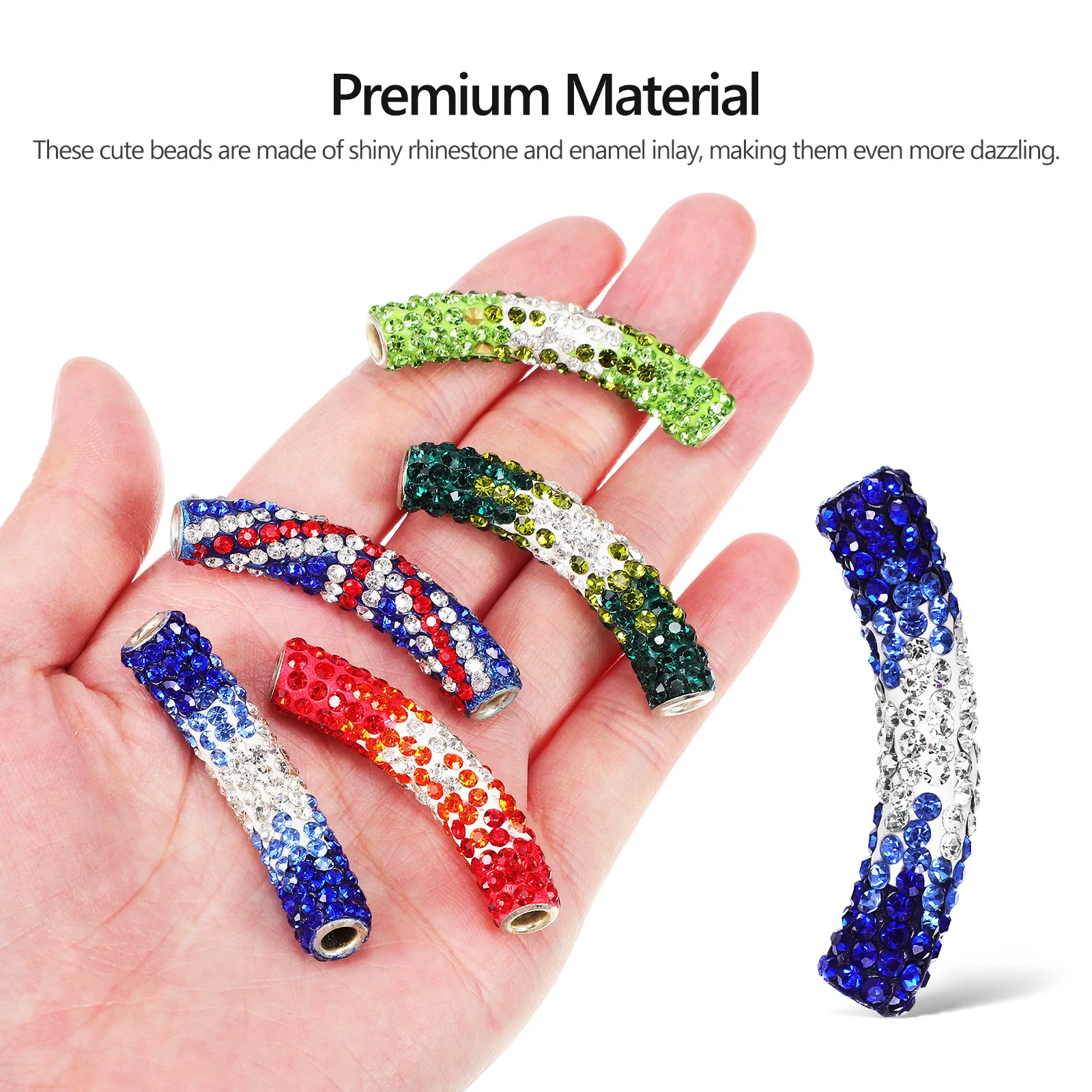 

5 Pcs Rhinestone Beads Bracelet Necklace Charms Nonallergy Loose Beads Jewelry Making Accessories Mixed Color Enamel Pendants