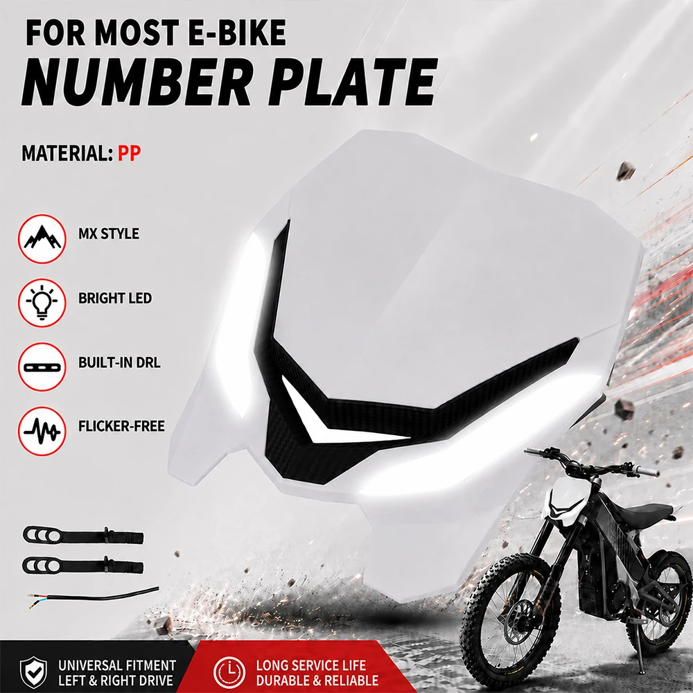 JFGRACING Maschera Universale per Faro Anteriore Moto con Luce Diurna a LED per Surron Lightbee Talaria E-Bike