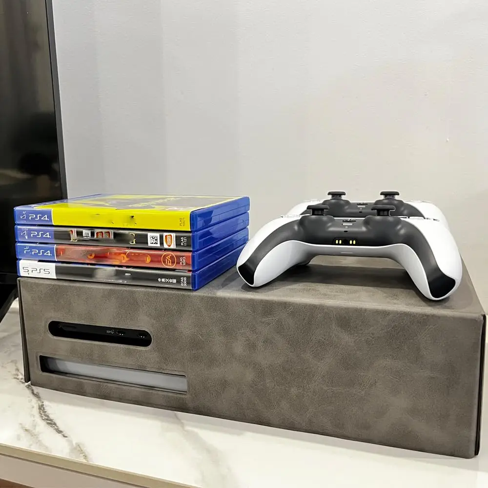 PS5 وحدة التحكم النحيفة PU حامي الغبار المغناطيسي الغبار واقية المضيف مقاومة للخدش حامي غطاء الجلد ألعاب الملحقات