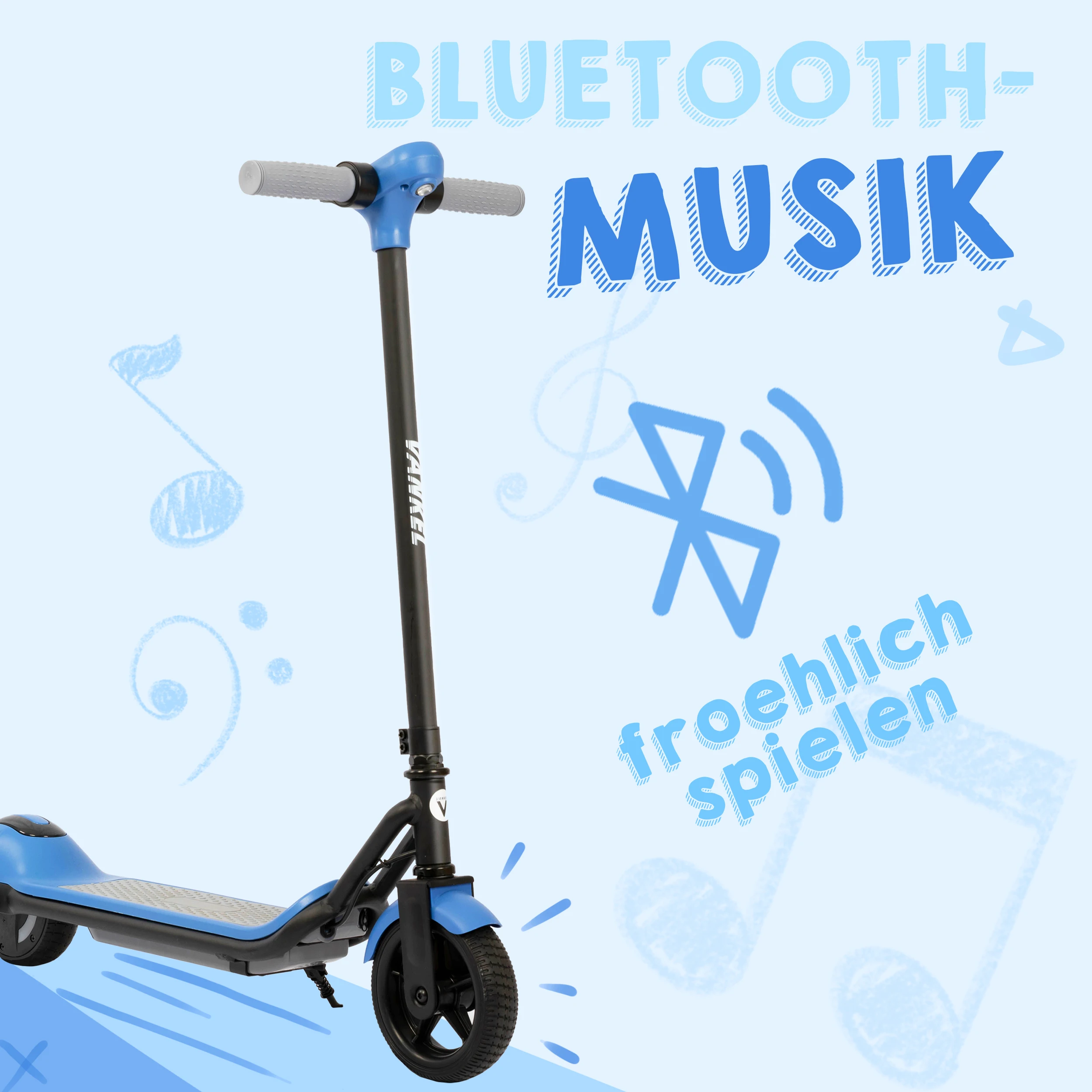 Vankel Kinder-Elektroroller mit Bluetooth, Regenbogenlichter, 6,5-Zoll-Kinderroller für Mädchen, 8–10 km Reichweite, 110 W Motor 60 Wh – Detail 3