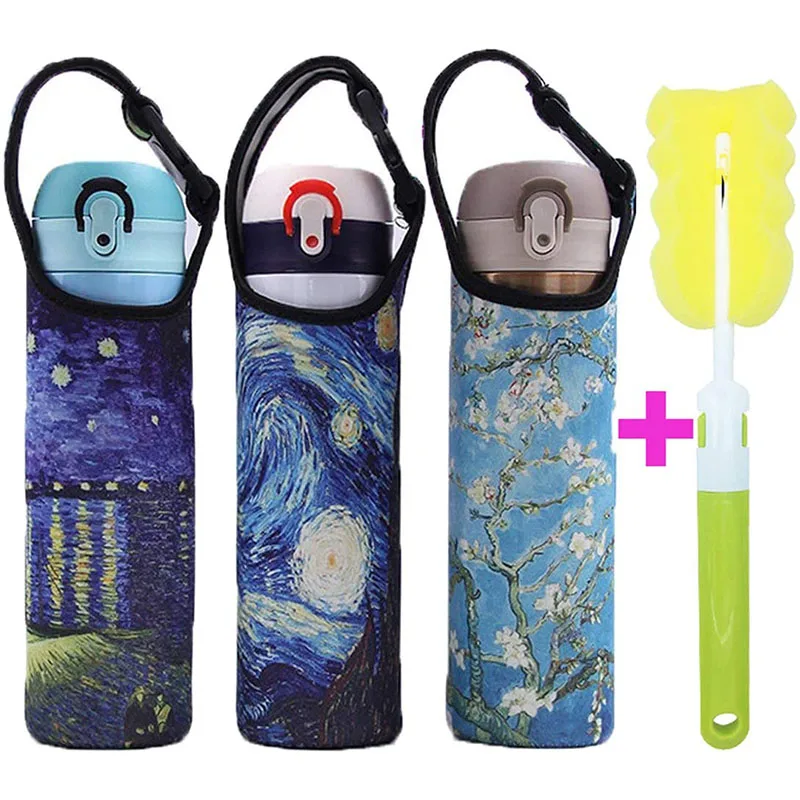 3 Pack 16 Oz - 21 Oz Neoprene Water Bottle Sleeve 16.9oz Portable Bottle Cooler Cover Holder Strap For Outdoor