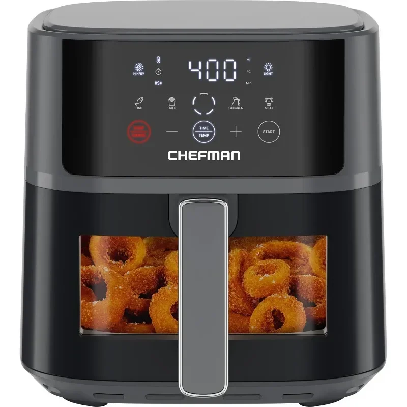 Chefman-freidora de aire para comidas rápidas y fáciles, cuenta con tecnología Hi-Fry para Extra crujiente, ventana de visión fácil, controles táctiles