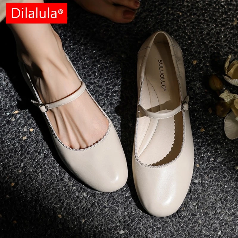 

Dilalula 2025, туфли Мэри Джейн из натуральной овчины, молодые женские туфли на плоской подошве с круглым носком и пряжкой, женская мягкая танцевальная обувь, женские туфли на плоской подошве