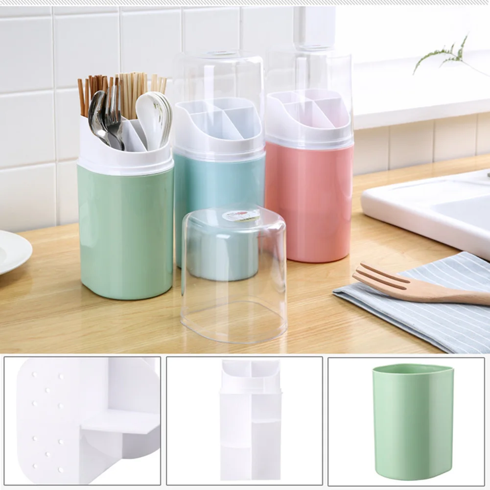 Chopsticks Storage Box Wall-Mounted Cutlery Drain Holder for Spoons Chopsticks Forks