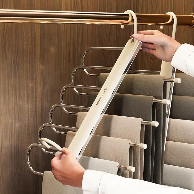 

No-Trace Multi-Layer Pants Hanger Home Use Wardrobe Storage Tool Clothes Hanger for Pants Foldable Trouser Rack