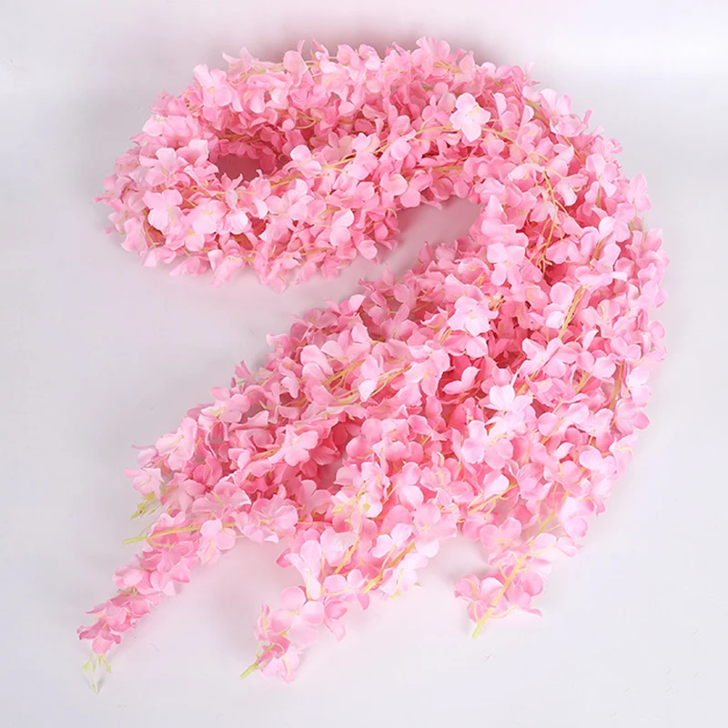 Simulated Cherry Blossom String Vine Ceiling Decoration Hanging Long Flower Party Wedding Arch Winding Auditorium Layout Carniva