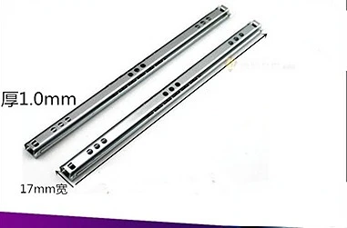 2Pairs/Lot 24cm 31cm 34cm 37.5cm 44cm 17mm Wide Drawer Runner Ball Bearing Two Sections Two Ways Rail Telescopic Furniture Slide