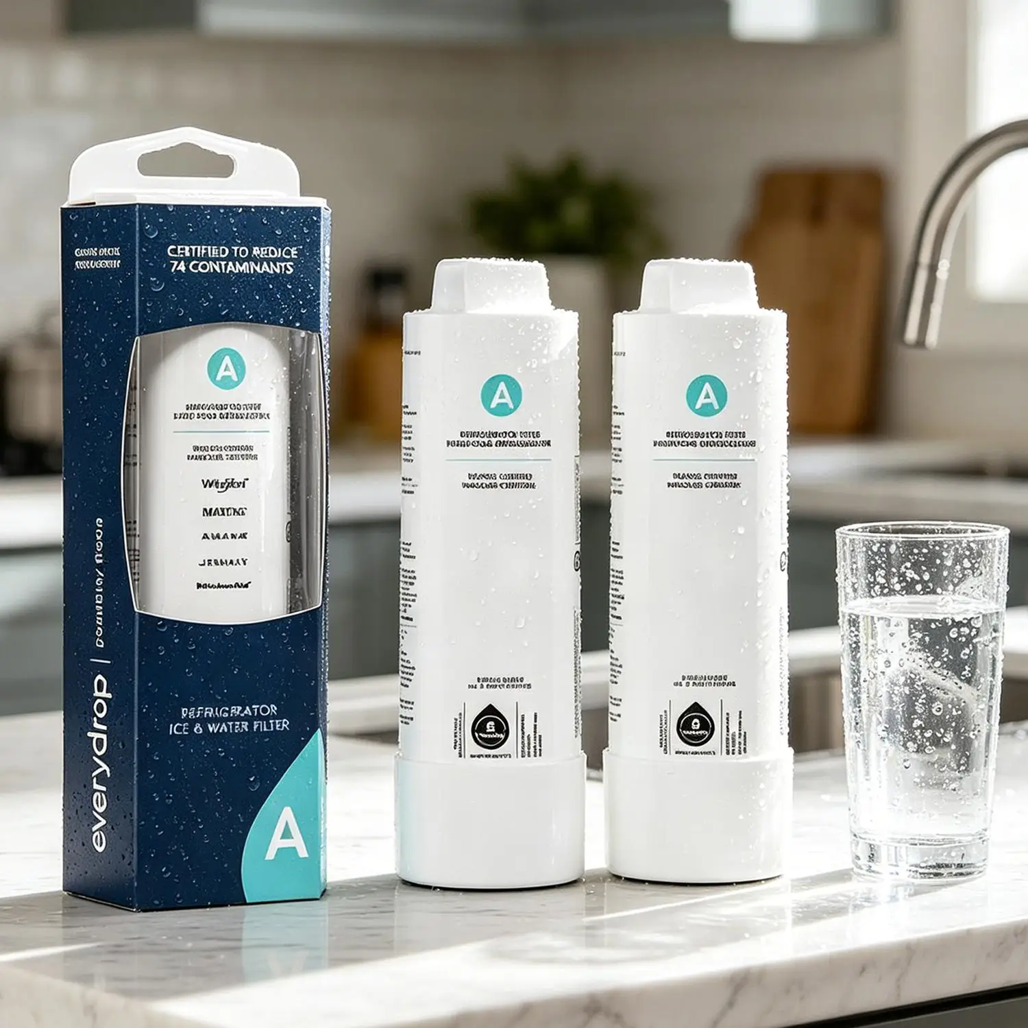 EveryDrop EDRARXD1B Filter A Refrigerator Water Filter with Water Filtration, Easy Installation Fridge Accessories for Whirlpool, Maytag, KitchenAid, Amana, JennAir, UL Certified to Reduce 74 Contaminants (Lead, Pesticides), 6-Month/200 Gal Capacity