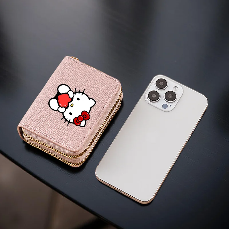 Hello Kitty korte portemonnee met kaartsleuven, portemonnee met dubbele ritssluiting - creditcardhouder met grote capaciteit en munt in verschillende kleuren