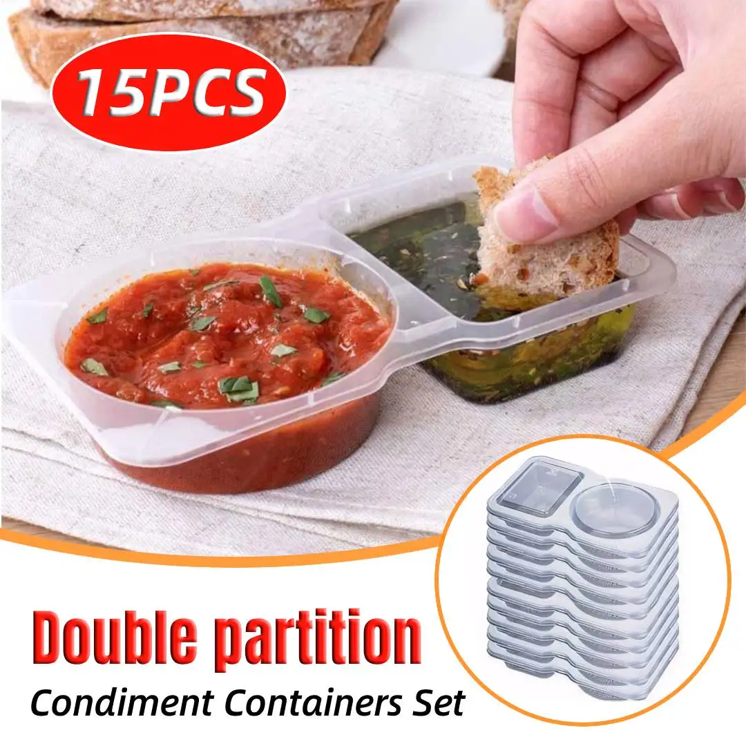 

Набор из 15 прозрачных контейнеров с двойным отделением для еды, многоразовые, штабелируемые, герметичные, для путешествий и пикников