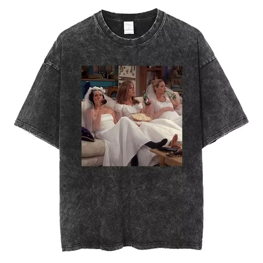 Hip Hop Streetwear Friends Tv Show Nideyif Oversized T Shirt Vintage Y2k Cotton Vintage Washed T-shirt Oversized T Shirts Unisex