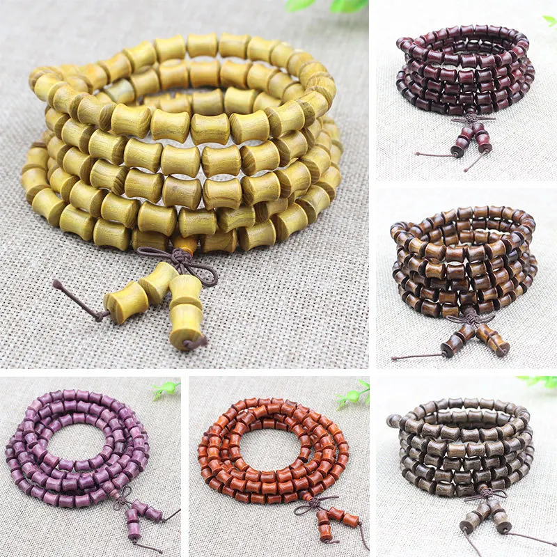 Various Ebony Crafts Jewelry Bracelet Bamboo Joints108Beads Multi-Circle Rosary Bracelet Necklace Guajacwood Rosewood