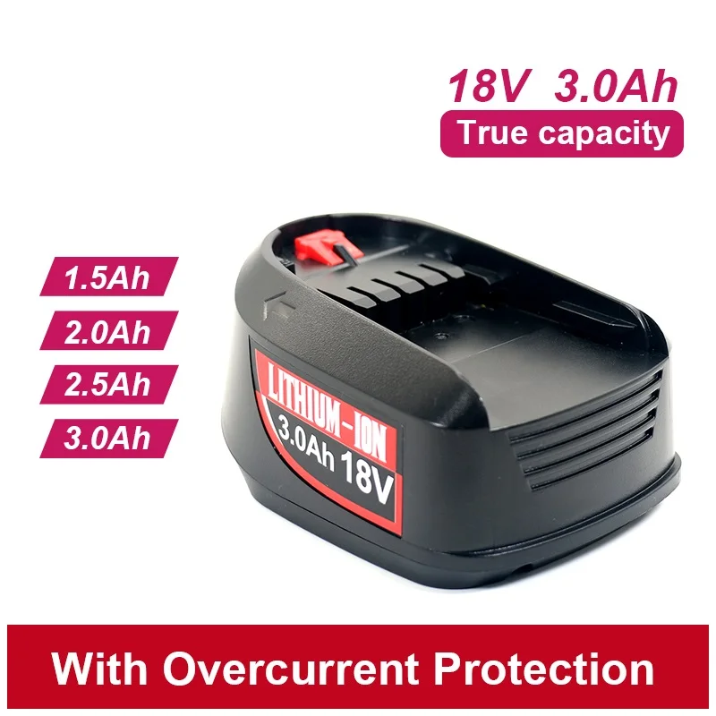 

18V 2.5Ah 3Ah Replaceable Carp Ion Battery for Bosch PBA PST PSB PSR 18V Garden Tools (Type C only) AL1810CV AL1815CV Power Tool