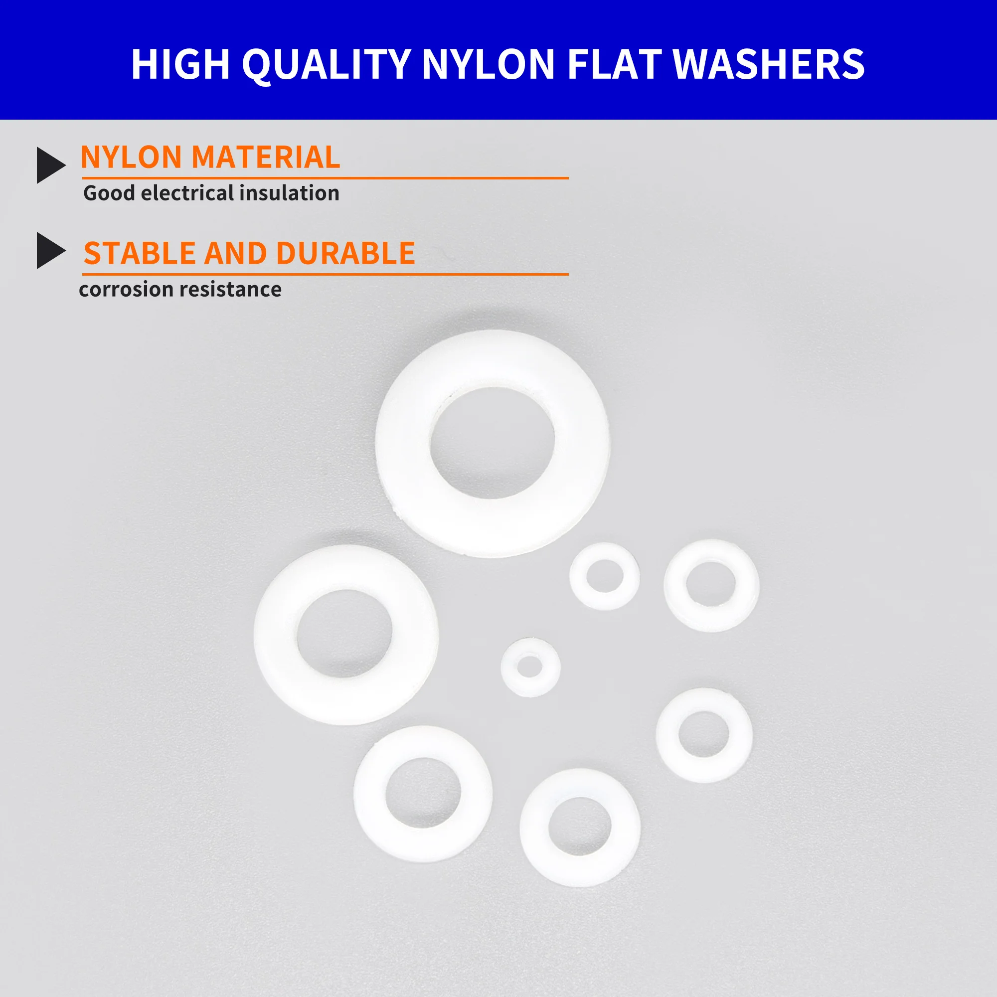 500Pcs M2 M2.5 M3 M4 M5 M6 M8 M10 White Plastic Nylon Flat Washer Flat Gasket Screw Bolt Insulation Washer Assembly Kit image 3