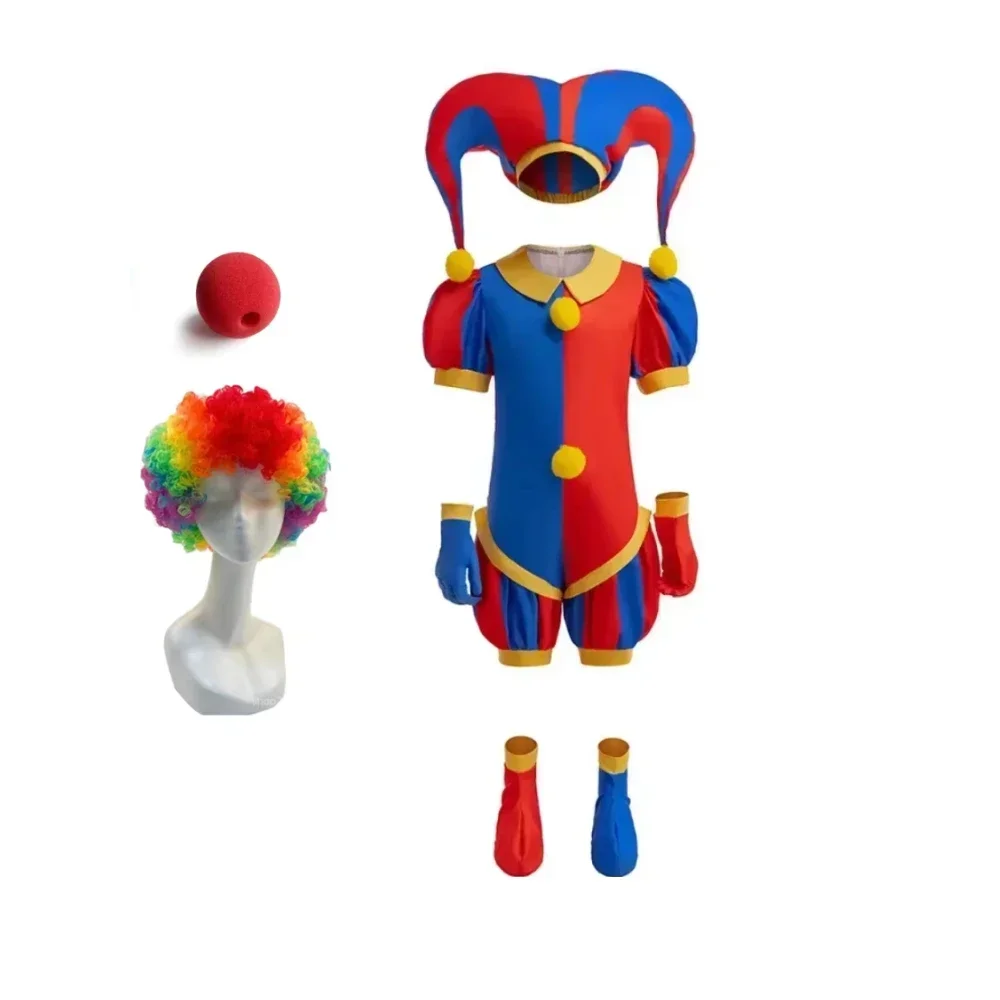

Anime Magic Circus Cosplay Costume Kids Jumpsuit Funny Clown Outfits for Halloween Carnival Party Easter Dress Up
