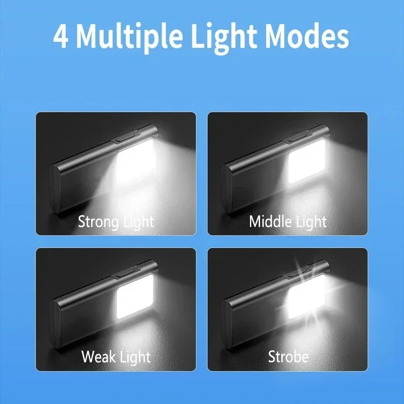 EDC Flashlight Keychain Light Super Bright With Pen Clip Mini LED Flashlight, USB Charging Port Emergency Work Camping Light
